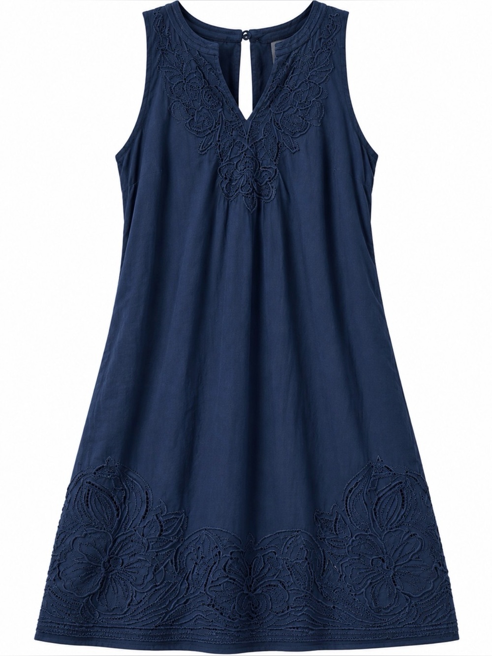 Tommy Bahama Sleeveless Navy Embroidered A-Line Dress